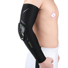 将图片加载到图库查看器，1PC Sport Black Arm Guard Compression Sleeves Sports Fitness Elastic Elbow Protective Pad Outdoor Basketball Football Sleeves For UV Summer Sun Protection Men Athletic Arm Cover
