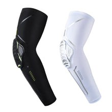 将图片加载到图库查看器，1PC Sport Black Arm Guard Compression Sleeves Sports Fitness Elastic Elbow Protective Pad Outdoor Basketball Football Sleeves For UV Summer Sun Protection Men Athletic Arm Cover

