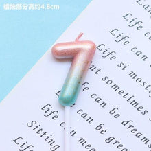 Load image into Gallery viewer, 1pcs Starry Sky Candles Birthday Cake Decoration Gradient Party Cake Decor Candles Happy Birthday Number Candles for Cake Topper Decoration for Party

