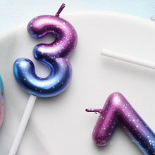 Load image into Gallery viewer, 1pcs Starry Sky Candles Birthday Cake Decoration Gradient Party Cake Decor Candles Happy Birthday Number Candles for Cake Topper Decoration for Party
