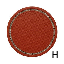 将图片加载到图库查看器，1PCS Universal 7cm Car Style Coasters Pad Pink Cup Holder Mat Rhinestone Waterproof Anti Slip Vehicle Bling Car Coasters Pink PVC Travel Auto Cup Holder Insert Coaster Anti Slip Crystal Vehicle Interior Accessories Cup Mats For Women Girl
