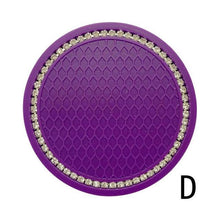 将图片加载到图库查看器，1PCS Universal 7cm Car Style Coasters Pad Pink Cup Holder Mat Rhinestone Waterproof Anti Slip Vehicle Bling Car Coasters Pink PVC Travel Auto Cup Holder Insert Coaster Anti Slip Crystal Vehicle Interior Accessories Cup Mats For Women Girl
