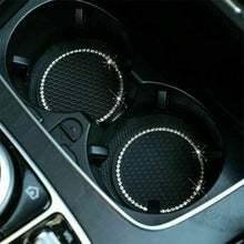 将图片加载到图库查看器，1PCS Universal 7cm Car Style Coasters Pad Pink Cup Holder Mat Rhinestone Waterproof Anti Slip Vehicle Bling Car Coasters Pink PVC Travel Auto Cup Holder Insert Coaster Anti Slip Crystal Vehicle Interior Accessories Cup Mats For Women Girl
