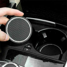 将图片加载到图库查看器，1PCS Universal 7cm Car Style Coasters Pad Pink Cup Holder Mat Rhinestone Waterproof Anti Slip Vehicle Bling Car Coasters Pink PVC Travel Auto Cup Holder Insert Coaster Anti Slip Crystal Vehicle Interior Accessories Cup Mats For Women Girl
