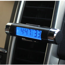 将图片加载到图库查看器，2 In 1 Car Vehicle LCD Digital Display Automotive Thermometer Clock Portable Car Auto Dashboard Digital Clocks with Black Light And LCD Screen Adjustable Vehicle Temperature Gauge Support Clock
