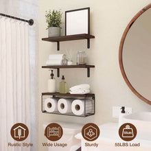 Load image into Gallery viewer, 2-in-1 Floating Shelves Wall Mounted with Storage Basket
