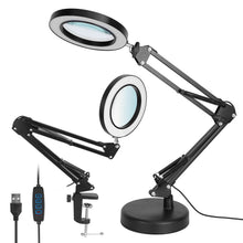 Load image into Gallery viewer, 2-in-1 LED Magnifier Desk Lamp with 8x Magnifying Glass
