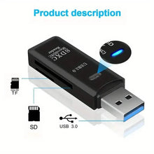 将图片加载到图库查看器，2-in-1 Multi Card Reader USB 3.0 Micro SD TF Card Memory Flash Drive Adapter
