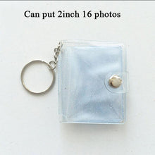 Load image into Gallery viewer, 2 Inch Photo Album PVC Sequins Transparent Sticker &amp; Name Card Holder 16 Pockets Photo Holder Business Card Bag Mini Photo Holds Photos with Key Chain Album Gifts
