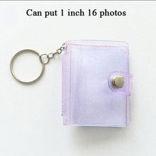 Load image into Gallery viewer, 2 Inch Photo Album PVC Sequins Transparent Sticker &amp; Name Card Holder 16 Pockets Photo Holder Business Card Bag Mini Photo Holds Photos with Key Chain Album Gifts
