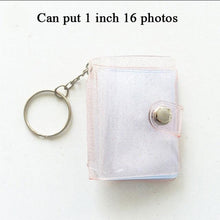 Load image into Gallery viewer, 2 Inch Photo Album PVC Sequins Transparent Sticker &amp; Name Card Holder 16 Pockets Photo Holder Business Card Bag Mini Photo Holds Photos with Key Chain Album Gifts
