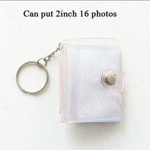 Load image into Gallery viewer, 2 Inch Photo Album PVC Sequins Transparent Sticker &amp; Name Card Holder 16 Pockets Photo Holder Business Card Bag Mini Photo Holds Photos with Key Chain Album Gifts
