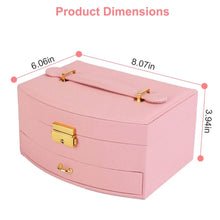 将图片加载到图库查看器，2-Layer Lockable Leather Jewelry Box
