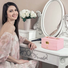 将图片加载到图库查看器，2-Layer Lockable Leather Jewelry Box
