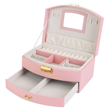 将图片加载到图库查看器，2-Layer Lockable Leather Jewelry Box
