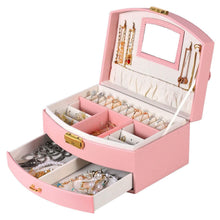 将图片加载到图库查看器，2-Layer Lockable Leather Jewelry Box
