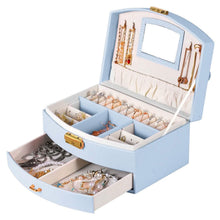 将图片加载到图库查看器，2-Layer Lockable Leather Jewelry Box
