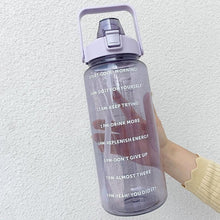 Load image into Gallery viewer, 2 Liters Water Bottle Motivational Drinking Bottle Sports Water Bottle With Time Marker Stickers Portable Reusable Plastic Cups Motivational Sports Water Bottle With Time Capacity Marker BPA Free Big Large Gym Cycling Water Bottle Cup Jug For Kids School
