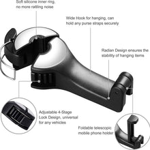 Load image into Gallery viewer, 2-Pack: 2-in-1 Car Seat Hooks for Purses and Bags with Phone Holder
