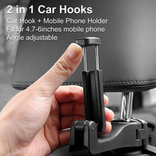 Load image into Gallery viewer, 2-Pack: 2-in-1 Car Seat Hooks for Purses and Bags with Phone Holder
