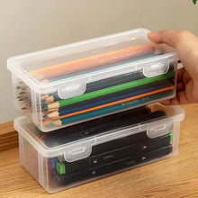 将图片加载到图库查看器，2-Pack: Extra Large Capacity Plastic Pencil Box Stackable Translucent Clear Pencil Box
