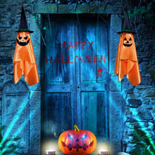 将图片加载到图库查看器，2-Pack: Hanging Ghosts with Wizard Hat Snicker Scary Face
