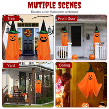 将图片加载到图库查看器，2-Pack: Hanging Ghosts with Wizard Hat Snicker Scary Face
