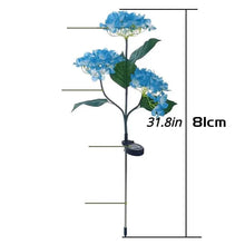 Load image into Gallery viewer, 2-Pack: Hydrangea Solar LED Flower Lights with 3 Heads Outdoor Waterproof Garden Lights
