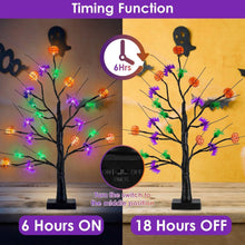 Load image into Gallery viewer, 2-Pack: Lighted Halloween Trees with Timer and Adjustable Twigs
