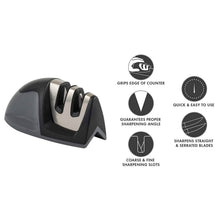 Load image into Gallery viewer, 2-Pack: Ultra Sharp Knife Sharpener and Stainless Steel Vegetable and Meat Slicer Holder
