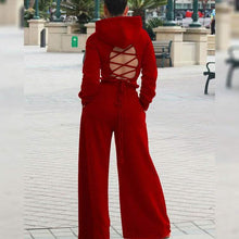 Load image into Gallery viewer, 2-Piece: Drawstring Open Back Loose Trouser Legs Suit
