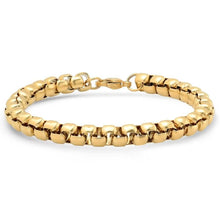 Load image into Gallery viewer, 2-Piece: Green Agate Beaded and 18k Gold Plated Box Link Bracelet Set
