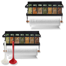 Load image into Gallery viewer, 2-Piece: Magnetic Spice Racks for Refrigerator with Paper Towel Holder
