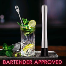 Load image into Gallery viewer, 2-Piece Set: Hiware 10 Inch Stainless Steel Cocktail Muddler and Mixing Spoon Home Bar Tool Set
