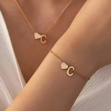 Load image into Gallery viewer, 2-Piece Set: Metal Heart And English Letter Necklace And Bracelet
