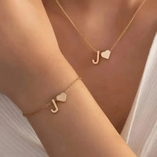 Load image into Gallery viewer, 2-Piece Set: Metal Heart And English Letter Necklace And Bracelet
