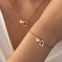 Load image into Gallery viewer, 2-Piece Set: Metal Heart And English Letter Necklace And Bracelet

