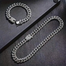Load image into Gallery viewer, 2-Piece Set: Unisex Hip Hop Cuban Chain Necklace and 8" Bracelet
