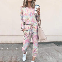 Load image into Gallery viewer, 2-Piece Set: Women's Basic Tie Dye Sweatshirt Tracksuit Pants Sets
