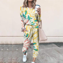 Load image into Gallery viewer, 2-Piece Set: Women's Basic Tie Dye Sweatshirt Tracksuit Pants Sets
