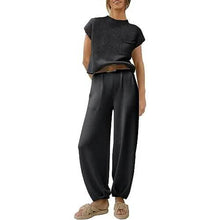 Load image into Gallery viewer, 2-Piece Set: Women's Knit Pullover Tops and High Waisted Pants Tracksuit Lounge Sets

