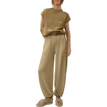 Load image into Gallery viewer, 2-Piece Set: Women's Knit Pullover Tops and High Waisted Pants Tracksuit Lounge Sets

