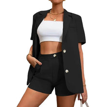 将图片加载到图库查看器，2-Piece Set: Women's Solid Color Blazer Shorts
