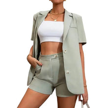 将图片加载到图库查看器，2-Piece Set: Women's Solid Color Blazer Shorts
