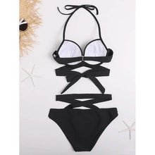 将图片加载到图库查看器，2-Piece Set: Women's Swimwear Bikini Push Up Open Back Solid Color
