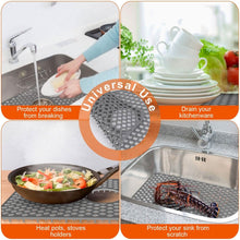 将图片加载到图库查看器，2-Piece: Silicon Grid Sink Mat with Central Drain Hole

