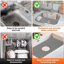 将图片加载到图库查看器，2-Piece: Silicon Grid Sink Mat with Central Drain Hole
