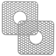 将图片加载到图库查看器，2-Piece: Silicon Grid Sink Mat with Central Drain Hole
