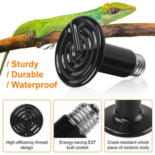 Load image into Gallery viewer, 2-Pieces: 150W Infrared Reptile Heat Lamp No Light Emitting

