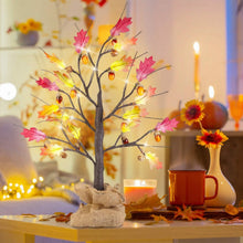 将图片加载到图库查看器，2-Pieces: 2FT Artificial Lighted Maple Tree with 24-Pieces Warm White LED Beads
